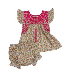 NWT Six Honeybees Size 12M Viva Flutter Sleeve Dress with Embroidery